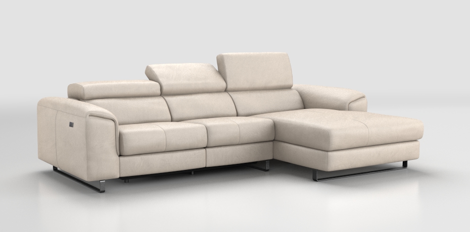 Tassarolo - corner sofa with 1 electric recliner - right peninsula